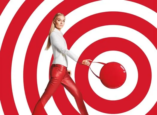 Target promotion of woman holding circle purse