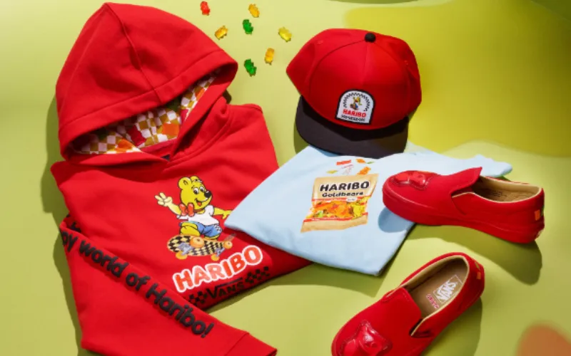 Haribo and Vans collaboration with Haribo gummy bears on Vans merchandise